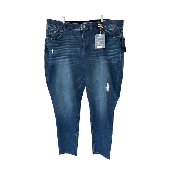 Democracy "Ab"solution Dark Wash Basic High Rise Skinny Leg Jeans Size 24W - Picture 1 of 12